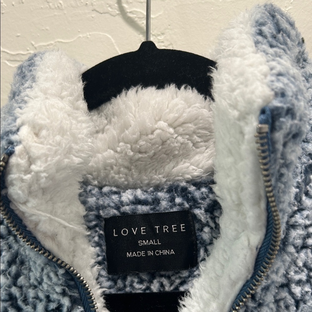 Love Tree Women’s Light Blue Sherpa Zip Pullover - Picture 2 of 6